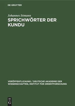 Abbildung von Ittmann | Sprichwörter der Kundu | 1. Auflage | 1972 | beck-shop.de