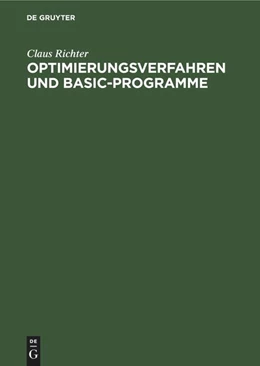 Abbildung von Richter | Optimierungsverfahren und BASIC-Programme | 1. Auflage | 1989 | beck-shop.de