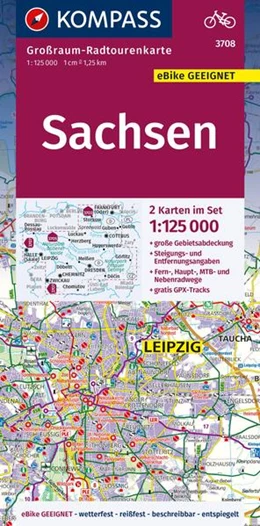Abbildung von KOMPASS Großraum-Radtourenkarte 3708 Sachsen 1:125.000 | 1. Auflage | 2022 | beck-shop.de