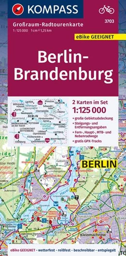 Abbildung von KOMPASS Großraum-Radtourenkarte 3703 Berlin-Brandenburg 1:125.000 | 1. Auflage | 2022 | beck-shop.de