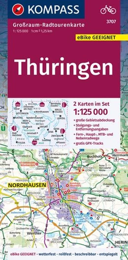 Abbildung von KOMPASS Großraum-Radtourenkarte 3707 Thüringen 1:125.000 | 1. Auflage | 2022 | beck-shop.de