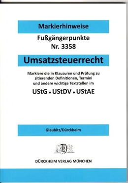 Abbildung von Glaubitz / Dürckheim | UMSATZSTEUERRECHT Dürckheim-Markierhinweise/Fußgängerpunkte für das Steuerberaterexamen | 8. Auflage | 2022 | beck-shop.de