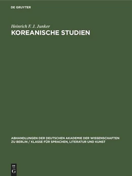 Abbildung von Junker | Koreanische Studien | 1. Auflage | 1956 | beck-shop.de