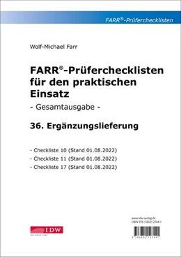 Abbildung von Farr | Farr, Prüfercheckl. 36. Erg.Lief. z. Grundwerk, inkl. CL 10,11 + 17 | 1. Auflage | 2022 | beck-shop.de