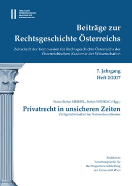 Abbildung von Meissel / Wedrac | Beiträge zur Rechtsgeschichte Österreichs 7. Jahrgang Band 2./2017 | 1. Auflage | 2016 | beck-shop.de