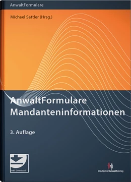 Abbildung von Sattler | AnwaltFormulare Mandanteninformationen | 3. Auflage | 2023 | beck-shop.de