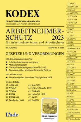 Abbildung von Reznik / Doralt | KODEX Arbeitnehmerschutz 2023 | 32. Auflage | 2023 | beck-shop.de