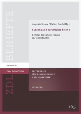 Abbildung von Speyer / Rauth | Syntax aus Saarbrücker Sicht 1 | 1. Auflage | 2016 | beck-shop.de