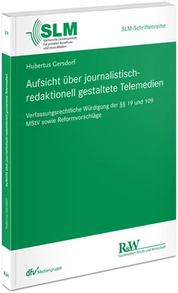 Abbildung von Gersdorf | Aufsicht über journalistisch-redaktionell gestaltete Telemedien | 1. Auflage | 2023 | beck-shop.de