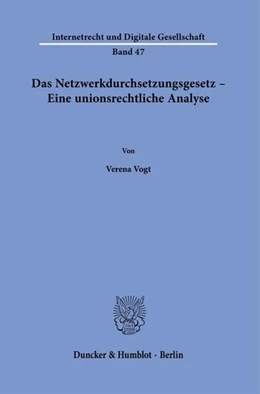 Abbildung von Vogt | Das Netzwerkdurchsetzungsgesetz – Eine unionsrechtliche Analyse. | 1. Auflage | 2023 | beck-shop.de