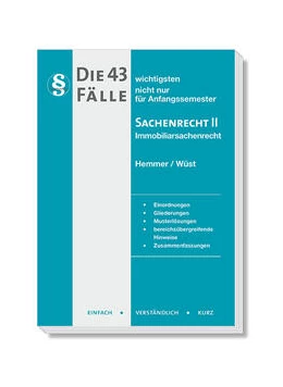 Abbildung von Hemmer / Wüst | Die 43 wichtigsten Fälle Sachenrecht II - Immobiliarsachenrecht | 12. Auflage | 2023 | beck-shop.de