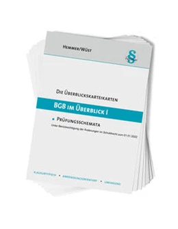 Abbildung von Hemmer / Wüst | Überblickskarteikarten BGB im Überblick I | 17. Auflage | 2024 | beck-shop.de