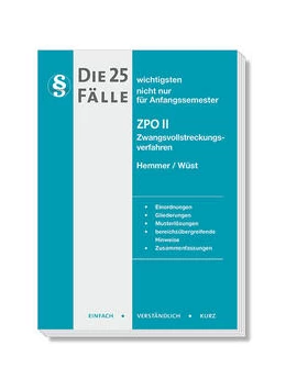 Abbildung von Hemmer / Wüst | Die 25 wichtigsten Fälle Zivilprozessrecht (ZPO) II | 11. Auflage | 2024 | beck-shop.de