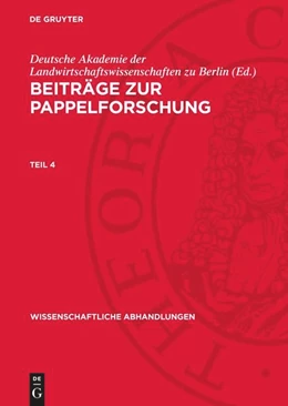 Abbildung von Deutsche Akademie der Landwirtschaftswissenschaften zu Berlin | Beiträge zur Pappelforschung. Teil 4 | 1. Auflage | 1960 | 44 | beck-shop.de