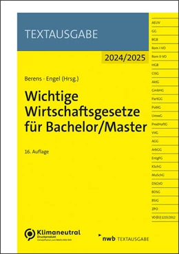 Abbildung von Berens / Engel | Wichtige Wirtschaftsgesetze für Bachelor/Master | 16. Auflage | 2024 | beck-shop.de