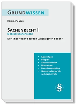Abbildung von Hemmer / Wüst | Grundwissen Sachenrecht I - Mobiliarsrecht | 9. Auflage | 2024 | beck-shop.de
