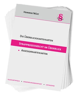 Abbildung von Hemmer / Wüst | Überblickskarteikarten Strafprozessrecht im Überblick | 11. Auflage | 2024 | beck-shop.de