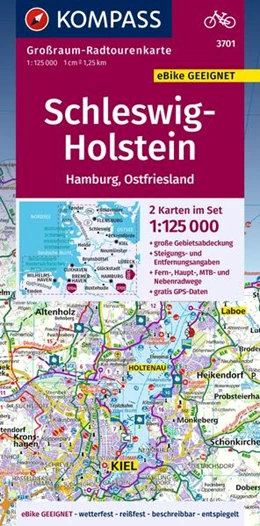 Abbildung von KOMPASS Großraum-Radtourenkarte 3701 Schleswig-Holstein, Hamburg, Ostfriesland 1:125.000 | 2. Auflage | 2025 | beck-shop.de