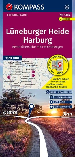 Abbildung von KOMPASS Fahrradkarte 3314 Lüneburger Heide, Harburg 1:70.000 | 2. Auflage | 2025 | beck-shop.de