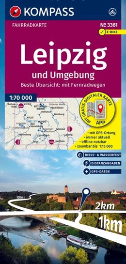 Abbildung von KOMPASS Fahrradkarte 3361 Leipzig und Umgebung mit Knotenpunkten 1:70.000 | 2. Auflage | 2025 | beck-shop.de