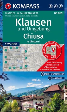 Abbildung von KOMPASS Wanderkarte 059 Klausen und Umgebung / Chiusa e dintorni 1:25.000 | 2. Auflage | 2025 | beck-shop.de