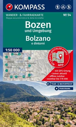 Abbildung von KOMPASS Wanderkarte 54 Bozen und Umgebung / Bolzano e dintorni 1:50.000 | 2. Auflage | 2025 | beck-shop.de