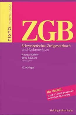 Abbildung von Büchler / Raveane | TEXTO ZGB | 17. Auflage | 2025 | beck-shop.de
