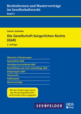 Abbildung von Seefelder | Die Gesellschaft bürgerlichen Rechts (GbR) | 3. Auflage | 2025 | beck-shop.de
