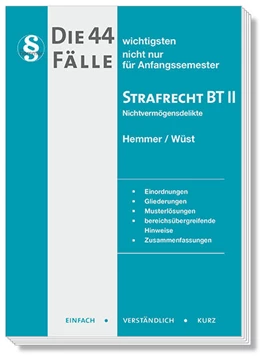 Abbildung von Berberich / Hemmer | Die 44 wichtigsten Fälle Strafrecht BT II | 13. Auflage | 2025 | beck-shop.de