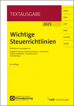 Abbildung von Wichtige Steuerrichtlinien | 42. Auflage | 2025 | beck-shop.de