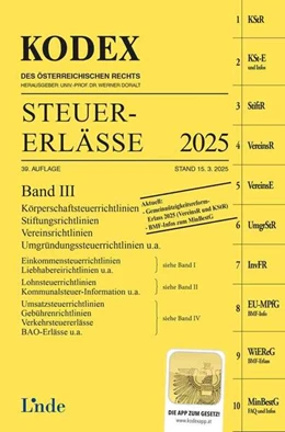 Abbildung von Titz-Frühmann / Doralt | KODEX Steuer-Erlässe 2025, Band III | 39. Auflage | 2025 | beck-shop.de