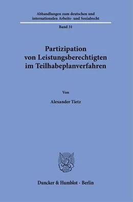 Abbildung von Tietz | Partizipation von Leistungsberechtigten im Teilhabeplanverfahren | 1. Auflage | 2025 | beck-shop.de