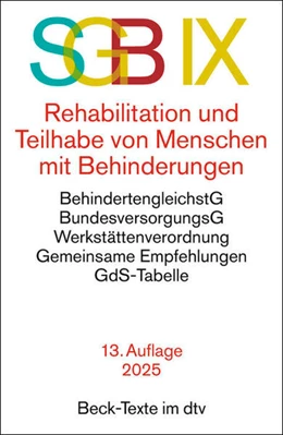 Abbildung von SGB IX Rehabilitation und Teilhabe von Menschen mit Behinderungen | 13. Auflage | 2025 | beck-shop.de
