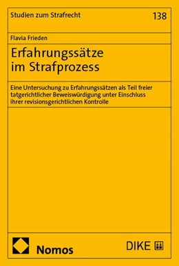 Abbildung von Frieden | Erfahrungssätze im Strafprozess | 1. Auflage | 2025 | 138 | beck-shop.de