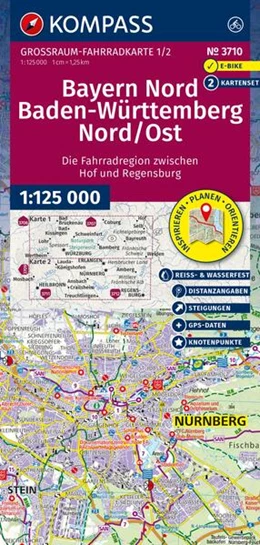 Abbildung von KOMPASS Großraum Fahrradkarte 3710 Bayern Nord, Baden-Württemberg Nord/Ost 1:125.000 | 2. Auflage | 2025 | beck-shop.de