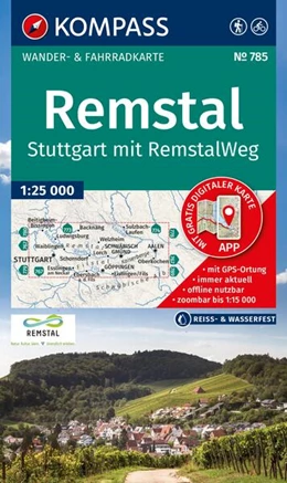 Abbildung von KOMPASS Wanderkarte 785 Remstal, Stuttgart, mit RemstalWeg 1:50.000 | 1. Auflage | 2025 | beck-shop.de