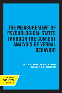 Abbildung von Gottschalk / Gleser | The Measurement of Psychological States Through the Content Analysis of Verbal Behavior | 1. Auflage | 2023 | beck-shop.de