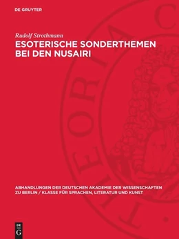 Abbildung von Strothmann | Esoterische Sonderthemen bei den Nusairi | 1. Auflage | 1959 | beck-shop.de