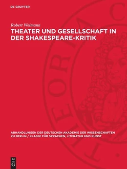 Abbildung von Weimann | Theater und Gesellschaft in der Shakespeare-Kritik | 1. Auflage | 1970 | beck-shop.de