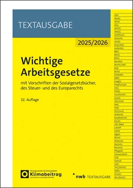 Abbildung von Wichtige Arbeitsgesetze | 32. Auflage | 2025 | beck-shop.de