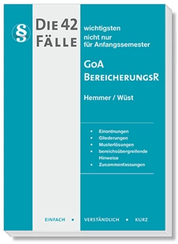Abbildung von Hemmer / Wüst | Die 42 wichtigsten Fälle - GoA /Bereicherungsrecht | 13. Auflage | 2025 | beck-shop.de