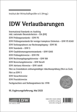 Abbildung von IDW, 95. Erg.-Lief. IDW Verlautbarungen Mai 2025 | 1. Auflage | 2025 | beck-shop.de