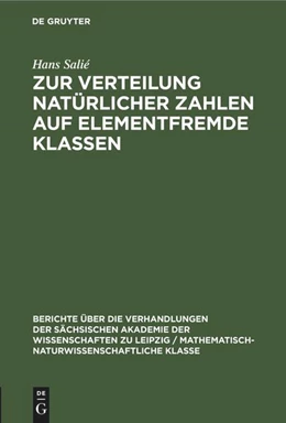 Abbildung von Salié | Zur Verteilung natürlicher Zahlen auf elementfremde Klassen | 1. Auflage | 2022 | beck-shop.de
