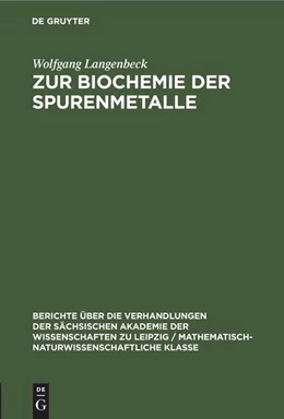 Abbildung von Langenbeck | Zur Biochemie der Spurenmetalle | 1. Auflage | 2022 | beck-shop.de