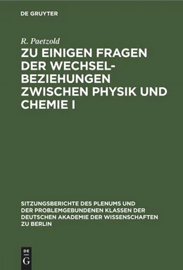 Abbildung von Schirmer / Vojta | Zu einigen Fragen der Wechselbeziehungen zwischen Physik und Chemie I | 1. Auflage | 2022 | beck-shop.de