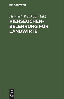 Abbildung von Weiskopf | Viehseuchen-Belehrung für Landwirte | 1. Auflage | 2022 | beck-shop.de