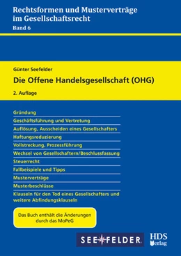 Abbildung von Seefelder | Die Offene Handelsgesellschaft (OHG) | 2. Auflage | 2025 | beck-shop.de