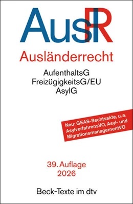 Abbildung von Ausländerrecht | 39. Auflage | 2026 | beck-shop.de