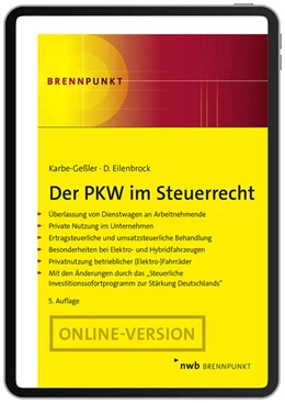 Abbildung von Karbe-Geßler / Eilenbrock | Der PKW im Steuerrecht | 5. Auflage | 2025 | beck-shop.de