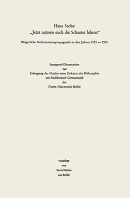 Abbildung von Balzer | Hans Sachs: 
